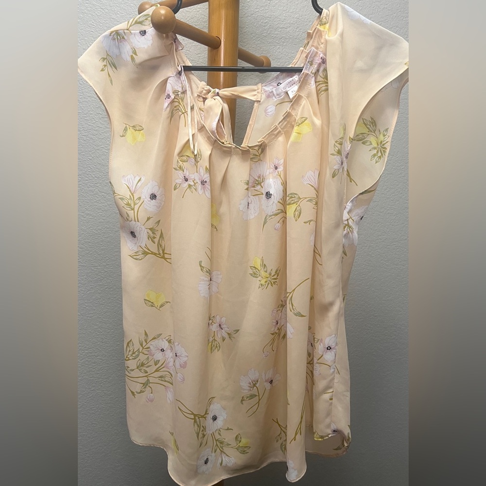 Lauren Conrad Top-Sleeveless-Yellow with Floral Design-Size X-Large